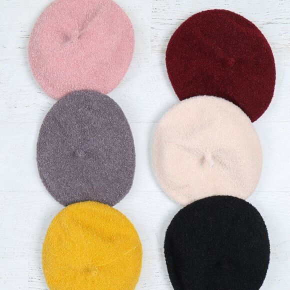 🆕 Ladies Mustard Acrylic Beret Hat - Picture 2 of 3